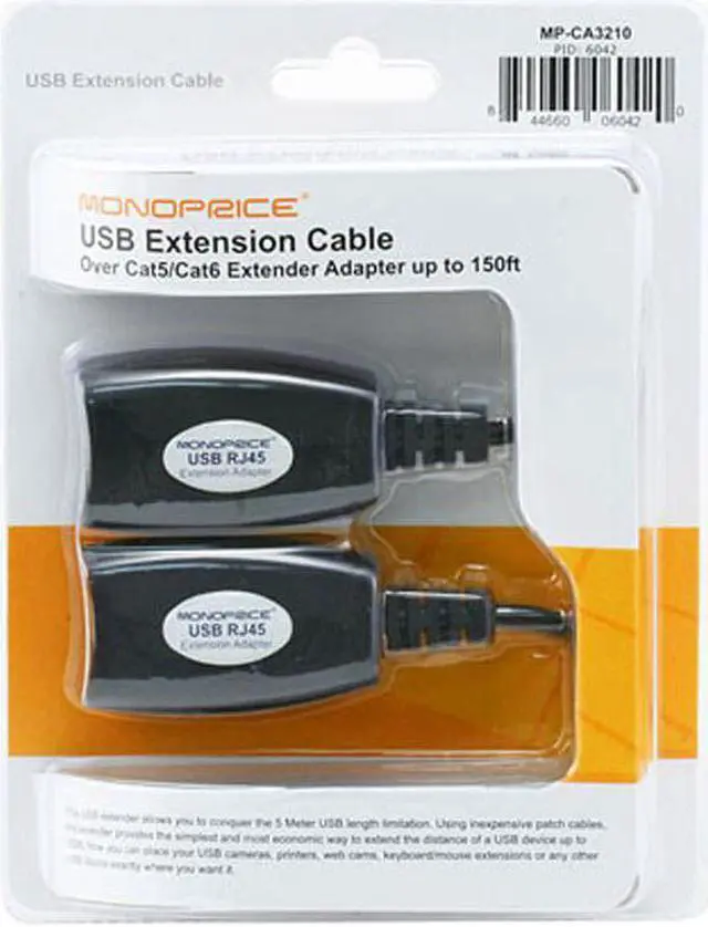 Alt view image 2 of 14 - Monoprice USB Extender over Cat5e or Cat6 Connection, up to 150ft