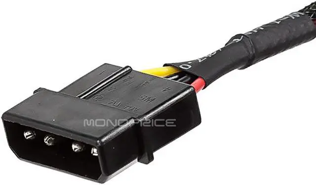 Alt view image 7 of 10 - Monoprice 12-inch 4-pin MOLEX Male to 2x 15-pin SATA II Female Power Cable w/Net Jacket