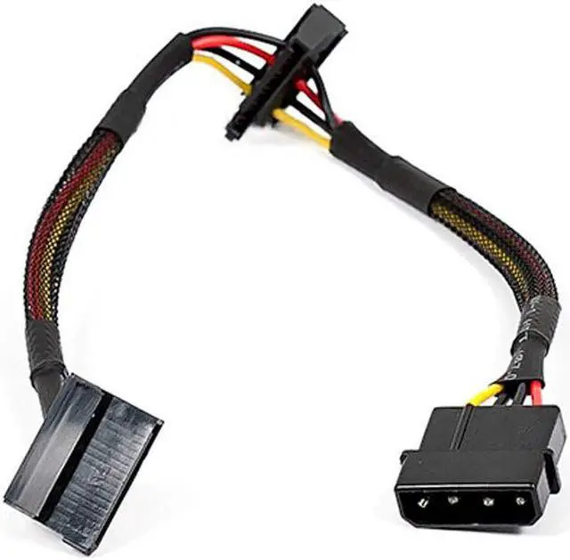 Alt view image 5 of 10 - Monoprice 12-inch 4-pin MOLEX Male to 2x 15-pin SATA II Female Power Cable w/Net Jacket