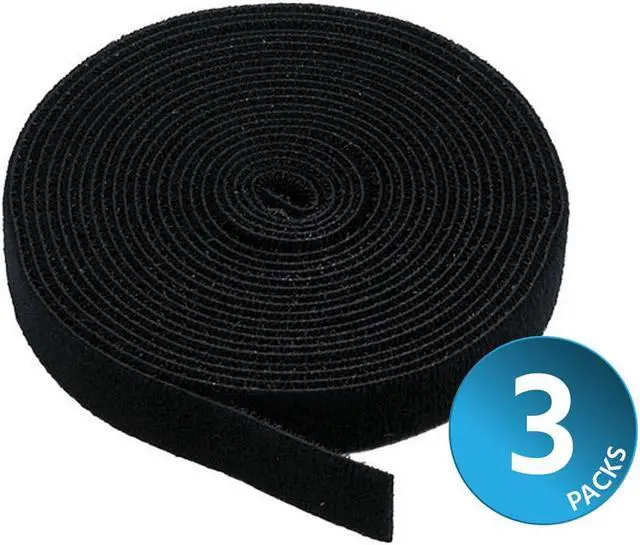 Main image of Monoprice 3-Pack Hook and Loop Fastening Tape 5 yard/roll, 0.75in, Black