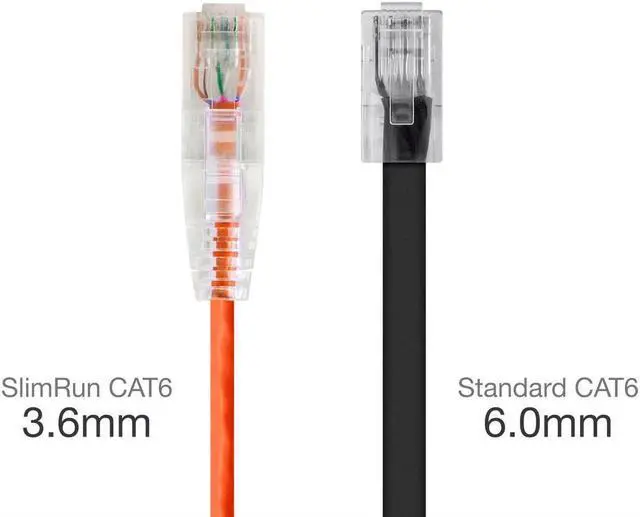 Alt view image 2 of 11 - Monoprice Cat6 Ethernet Patch Cable - 3 feet - Orange | Snagless RJ45 Stranded 550MHz UTP CMR Riser Rated Pure Bare Copper Wire 28AWG - SlimRun Series