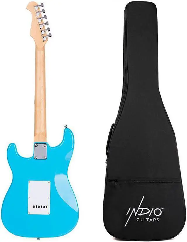 Alt view image 6 of 7 - Monoprice Indio Cali Classic Electric Guitar - Blue, With Gig Bag