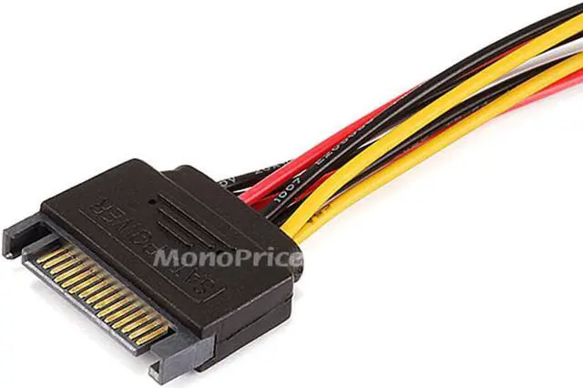 Alt view image 4 of 6 - MonoPrice 7642 12inch SATA 15pin Male to 4pin Molex and 4pin Power Cable