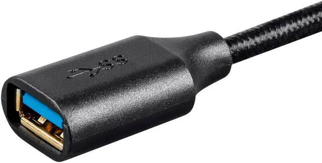 Alt view image 4 of 8 - Monoprice USB & Lightning Cable - 10 Feet - Black | USB 3.0 A Male to A Female Premium Extension Cable