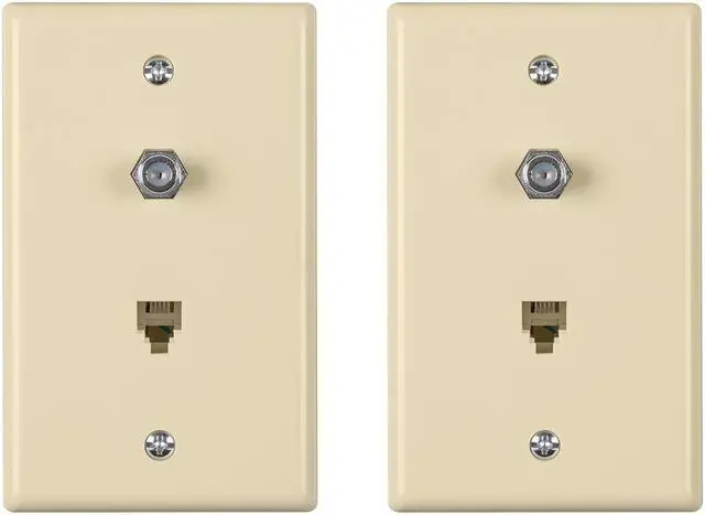 Alt view image 3 of 5 - Monoprice Combo Phone/Video Jack Plate, Ivory, 2-pack
