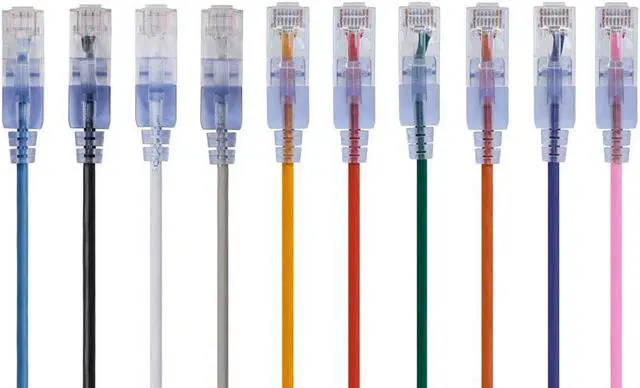 Main image of Monoprice Cat6A Ethernet Network Patch Cable - 25 Feet - Multi Color | 10-Pack, 10G - SlimRun Series