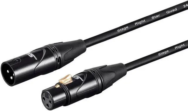 Main image of Monoprice Starquad XLR Microphone Cable - 25 Feet - Black | XLR-M to XLR-F, 24AWG, Optimized for Analog Audio - Gold Contacts - Stage Right Series