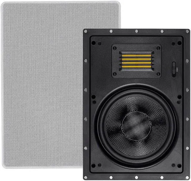 Main image of Monoprice 2-Way Carbon Fiber In-Wall Speakers - 8 Inch (Pair) With Magnetic Grille And Ribbon Tweeter - Amber Series