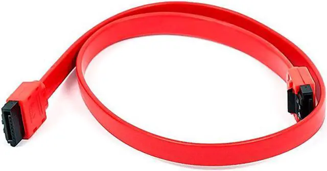 Main image of MonoPrice 8784 18inch SATA 6Gbps Cable w/Locking Latch - Red