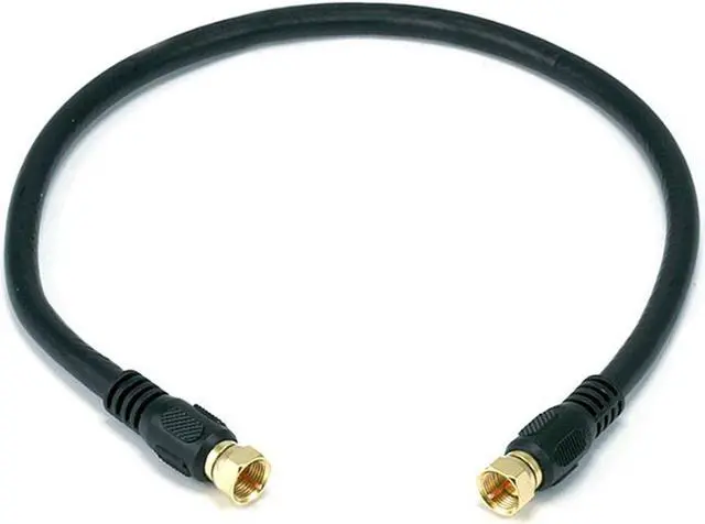 Main image of Monoprice 1.5ft RG6 (18AWG) 75Ohm, Quad Shield, CL2 Coaxial Cable with F Type Connector - Black