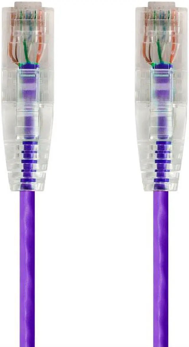 Main image of Monoprice Cat6 Ethernet Patch Cable - 14 feet - Purple, Snagless RJ45 Stranded 550MHz UTP CMR Riser Rated Pure Bare Copper Wire 28AWG - SlimRun Series