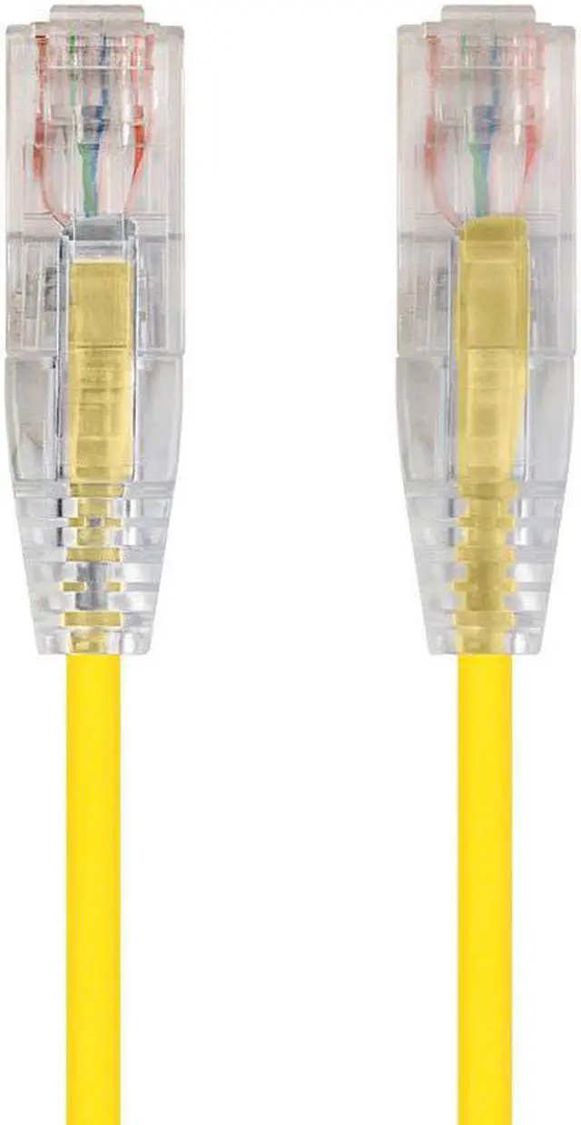 Alt view image 3 of 7 - Monoprice Cat6 Ethernet Patch Cable - 7 feet - Yellow | Snagless RJ45 Stranded 550MHz UTP CMR Riser Rated Pure Bare Copper Wire 28AWG - SlimRun Series