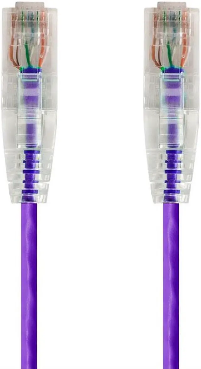 Main image of Monoprice Cat6 Ethernet Patch Cable - 2 feet - Purple | Snagless RJ45 Stranded 550MHz UTP CMR Riser Rated Pure Bare Copper Wire 28AWG - SlimRun Series
