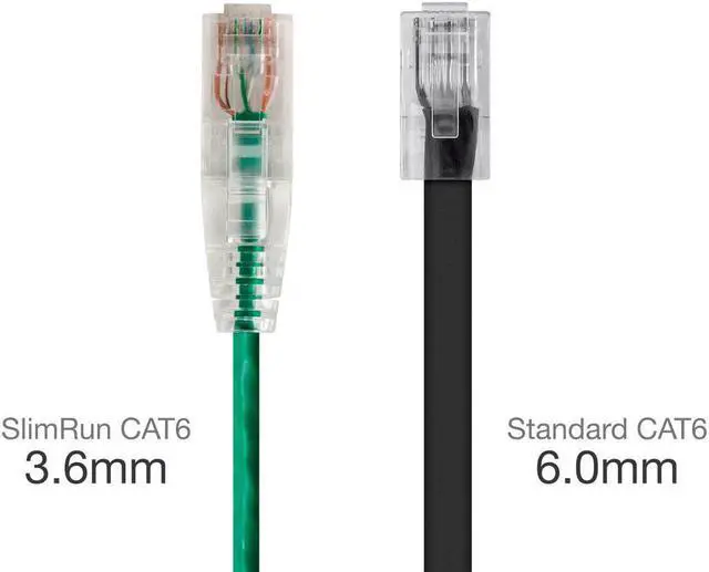 Alt view image 2 of 10 - Monoprice Cat6 Ethernet Patch Cable - 10 feet - Green | Snagless RJ45 Stranded 550MHz UTP CMR Riser Rated Pure Bare Copper Wire 28AWG - SlimRun Series