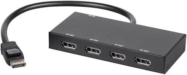 Main image of Monoprice 4-Port DisplayPort 1.2 to DisplayPort Multi-Stream Transport (MST) Hub, DP to DP, Ideal For Digital Signage, Large Video Displays In Schools