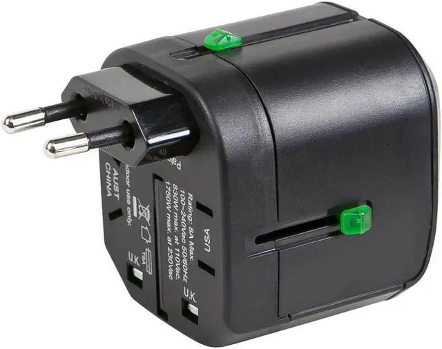 Alt view image 2 of 11 - Monoprice Universal Travel Adapter - Black, For NEMA 1-15 (US), CEE 7/16 Europlug (EU), BS 1363 (UK), AS/NZS 3112 (Australia, New Zealand, China)