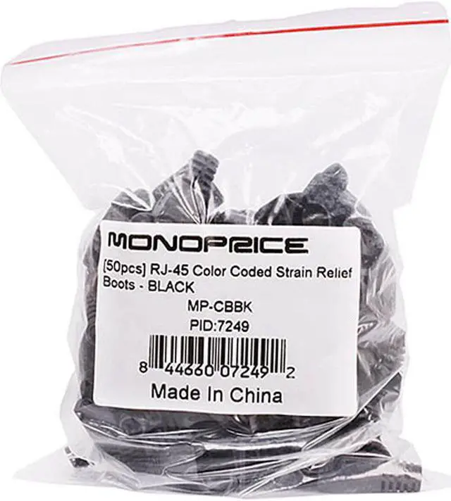 Alt view image 3 of 3 - Monoprice RJ45 Strain Relief Boots, 50 pcs/pack, Black
