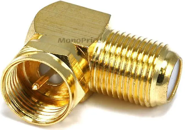 Alt view image 3 of 9 - Monoprice F Type Right Angle Female to Male Adapter - Gold Plated
