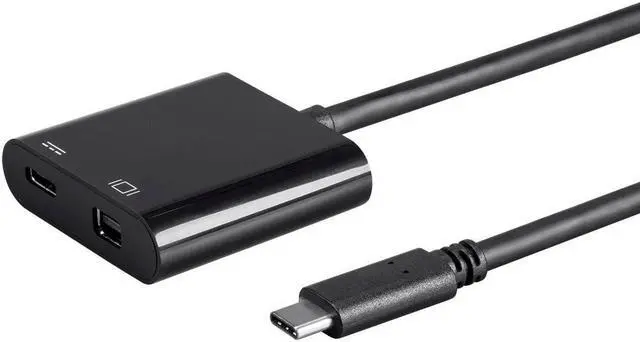 Alt view image 4 of 7 - Monoprice USB-C to Mini DisplayPort & USB-C (F) Dual Port Adapter - Select Series