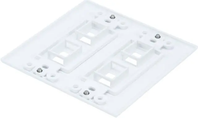 Alt view image 3 of 5 - Monoprice 2-Gang Wall Plate - 4 Hole White For Keystone, Ethernet Networks or Home Theater Interconnects