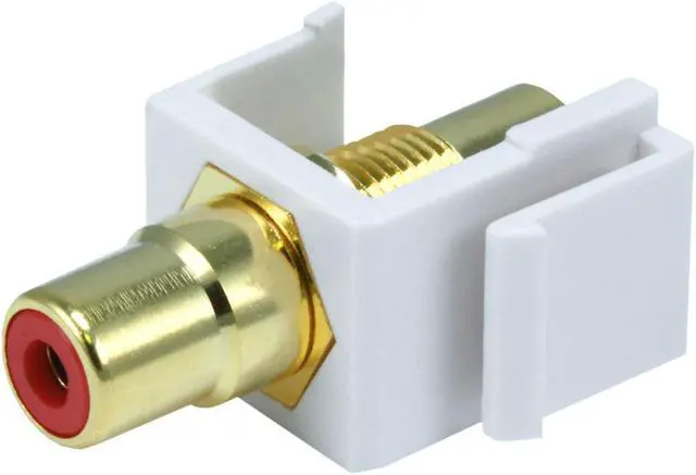 Main image of Monoprice Modular RCA Coupler Keystone Jack - White With Red Center
