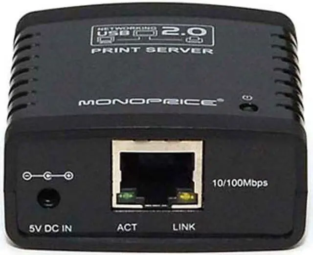 Alt view image 3 of 14 - Monoprice Networking USB 2.0 Print Server - Black