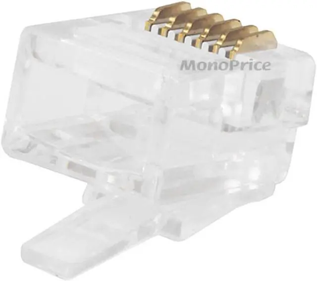 Alt view image 6 of 8 - Monoprice 50-pcs RJ12 6P6C Plug for Round Solid Cable