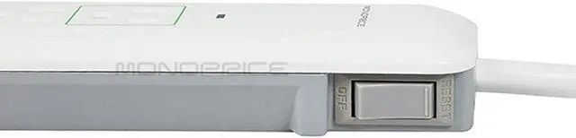 Alt view image 3 of 8 - Monoprice Power & Surge - 6 Outlet Slim Surge Protector Power Strip - 3 Feet - - White | Cord UL Rated 540 Joules With Power/Circuit Breaker Switch