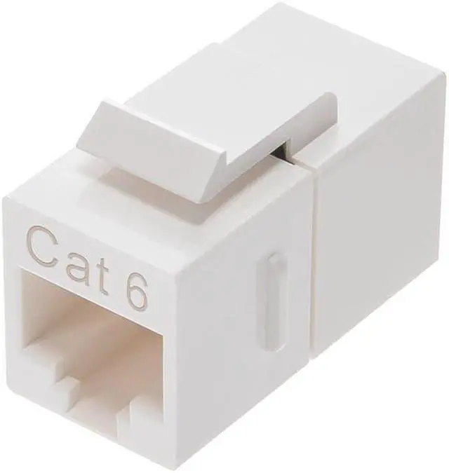 Alt view image 2 of 8 - Monoprice 8P8C RJ45 Cat6 Inline Coupler Type Keystone Jack - White, Fits All Standard Keystone Wall Plates And Panels