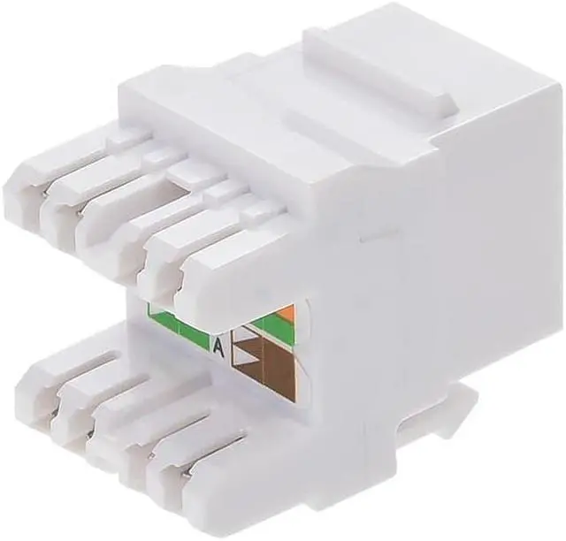 Alt view image 2 of 8 - Monoprice Cat6 Punch Down Short Body 180-Degree Keystone Jack for 22-24AWG Solid Wire, White
