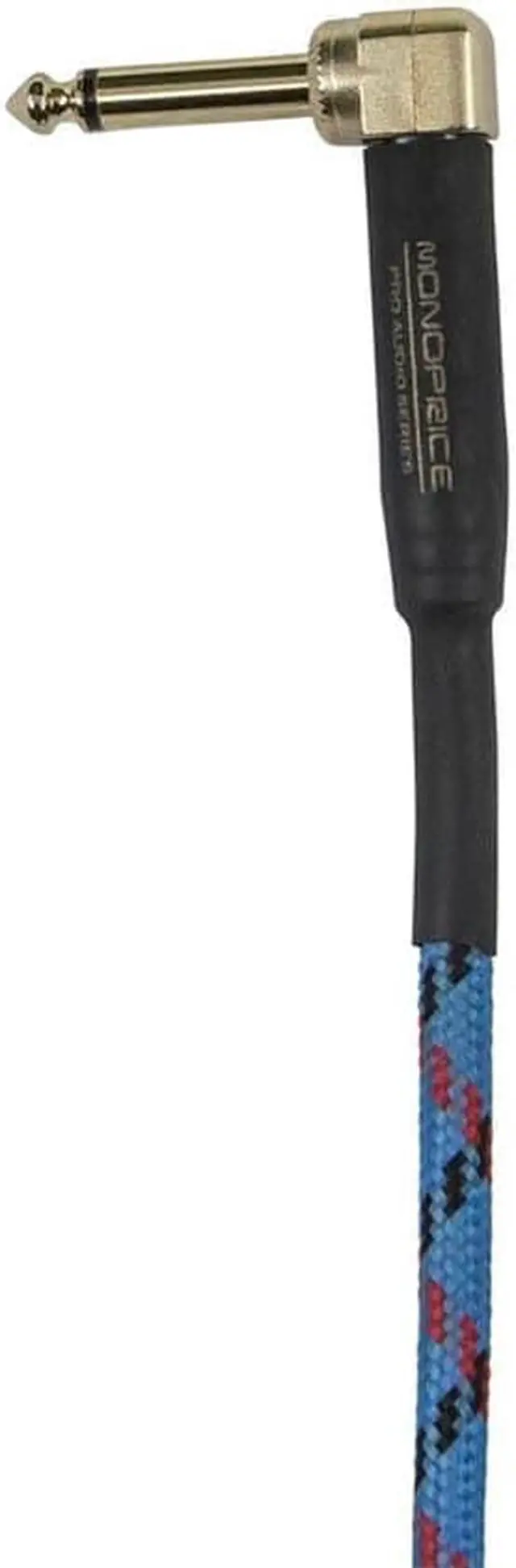 Alt view image 5 of 16 - Monoprice Braided Cloth 1/4 Inch (TS) Male Straight to Right Angle 20AWG Guitar/Instrument Cable Cord - 20 Feet- Blue Pattern (Gold Plated)