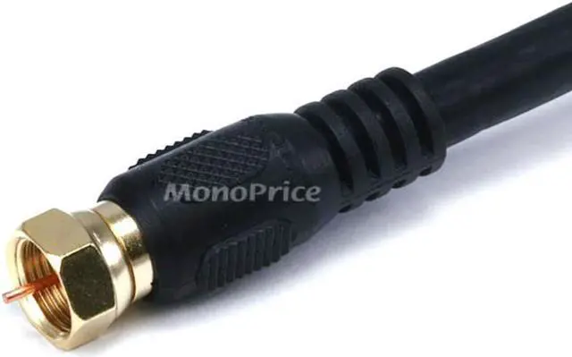 Alt view image 7 of 11 - Monoprice 50ft RG6 (18AWG) 75Ohm, Quad Shield, CL2 Coaxial Cable with F Type Connector - Black