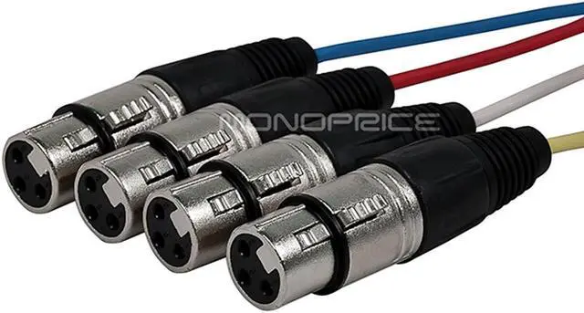 Alt view image 2 of 15 - Monoprice 4-Channel XLR Male to XLR Female Snake Cable Cord - 3 Feet- Black/Silver With Metal Connector Housings Plastic And Rubber Cable Boots