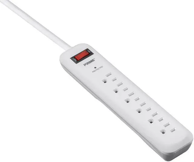 Alt view image 3 of 5 - Monoprice Power & Surge - 6 Outlet Surge Protector Power Strip with Low-Profile Plug - 8 Feet Cord - White | 1000 Joules 15A / 125V / 1875W