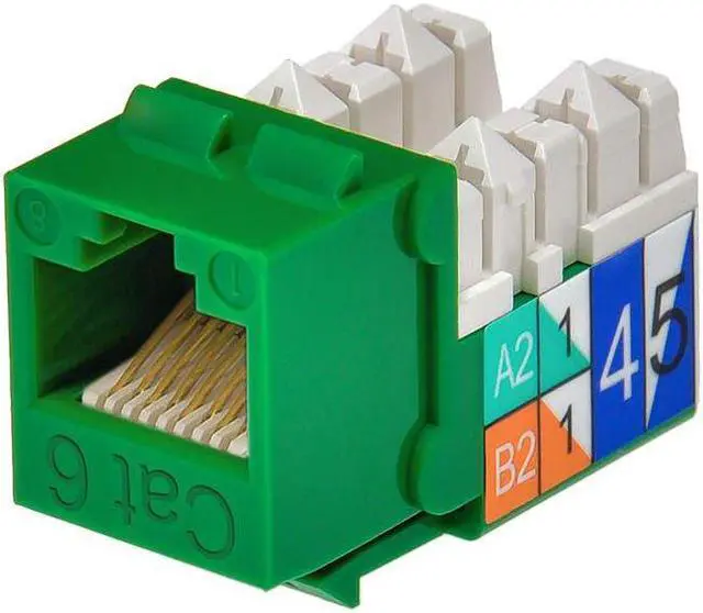 Main image of Monoprice Cat6 Punch Down Keystone Jack for 22-24AWG Solid Wire, Green