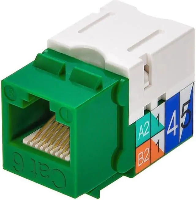 Alt view image 3 of 7 - Monoprice Cat6 Punch Down Keystone Jack for 22-24AWG Solid Wire, Green