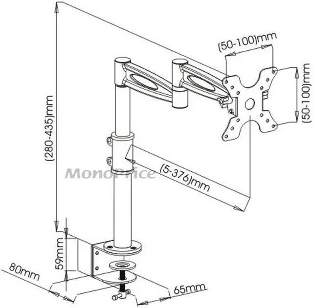 Alt view image 2 of 13 - Monoprice 3-Way Adjustable Tilting Desk Mount Bracket - Black For 13 - 30 Inch Monitors | Up to 33 Pounds