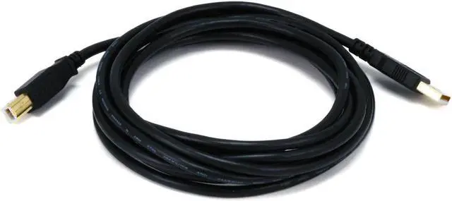 Main image of Monoprice USB 2.0 Cable - 10 Feet - Black | USB Type-A Male to USB Type-B Male, 28/24AWG with Ferrite Core, Gold Plated