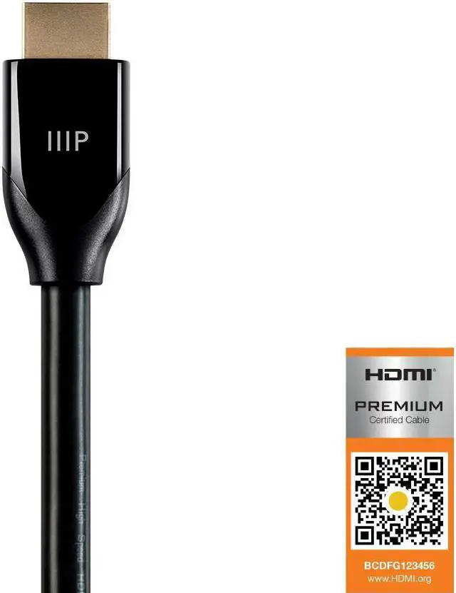 Alt view image 3 of 20 - Monoprice HDMI Cable - 3 Feet - Black | Certified Premium, High Speed, 4K@60Hz, HDR, 18Gbps, 28AWG, YUV 4:4:4, Compatible with UHD TV and More