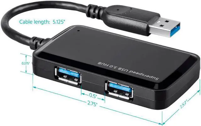 Alt view image 2 of 6 - Monoprice Mini 4-port USB 3.0 Travel Hub