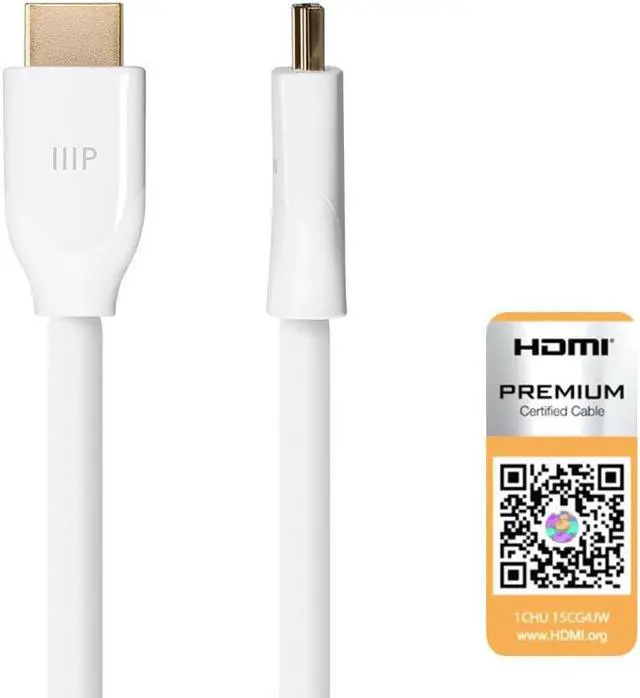 Main image of Monoprice HDMI Cable - 3 Feet - White | Certified Premium, High Speed, 4k@60Hz, HDR, 18Gbps, 28AWG, YUV 4:4:4, Compatible with UHD TV and More