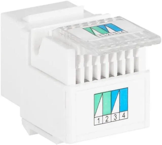 Alt view image 2 of 8 - Monoprice RJ11 Toolless 180-Degree Keystone Jack for 22-26AWG Solid Wire, White