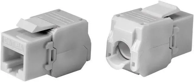 Main image of Monoprice Cat6A RJ45 Toolless 180-Degree Keystone Jack for 22-24AWG Solid Wire, White