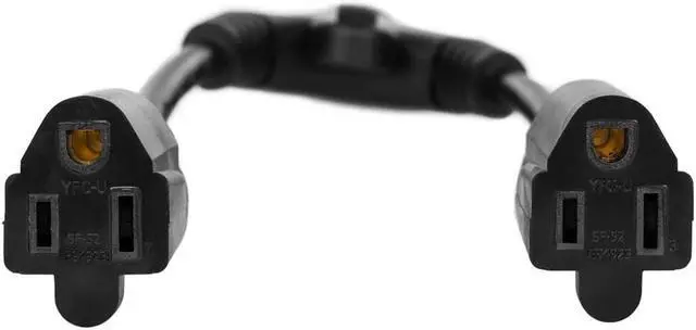Alt view image 2 of 7 - Monoprice 14inch 16AWG Power Cord Splitter Cable, 10A (NEMA 5-15P to 2x NEMA 5-15R)