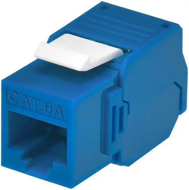 Alt view image 3 of 6 - Monoprice Cat6A RJ45 Toolless 180-Degree Keystone Jack for 22-24AWG Solid Wire, Blue