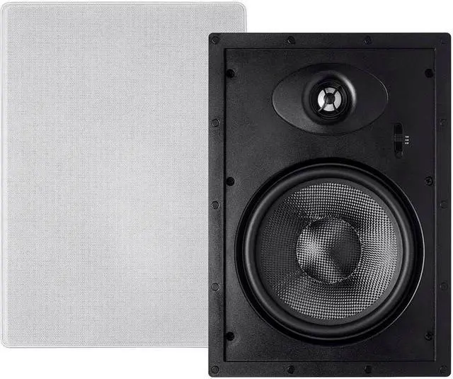 Main image of Monoprice 2-Way Carbon Fiber In-Wall Speakers - 8 Inch (Pair) With Paintable Magnetic Grille - Alpha Series