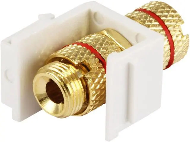 Alt view image 2 of 5 - Monoprice Keystone Jack - Banana Jack, Screw Type With Red Ring - White