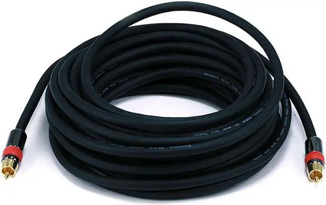 Alt view image 2 of 10 - Monoprice High-quality Coaxial Audio/Video Cable - 35 Feet - Black | RCA CL2 Rated, RG6/U 75ohm (for S/PDIF, Digital Coax, Subwoofer & Composite
