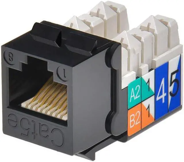 Main image of Monoprice Cat5E Punch Down Keystone Jack - Black | 110 type IDC, 90 Degree Connection