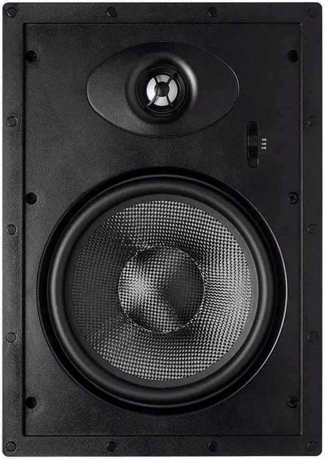 Alt view image 3 of 6 - Monoprice 2-Way Carbon Fiber In-Wall Speakers - 8 Inch (Pair) With Paintable Magnetic Grille - Alpha Series